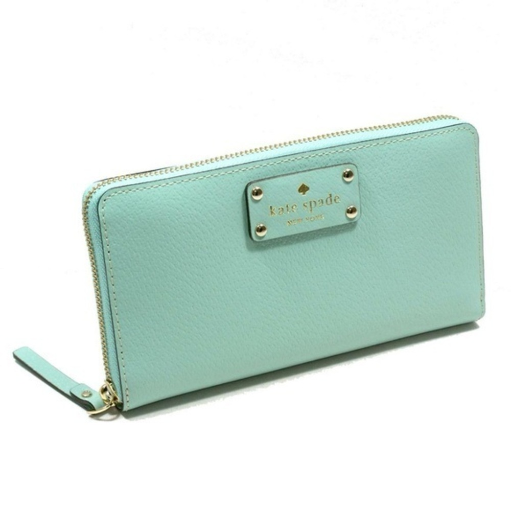 NEW KATE SPADE Smooth Leather NEDA WELLESLEY Long ZIP AROUND WALLET Tiffany Blue